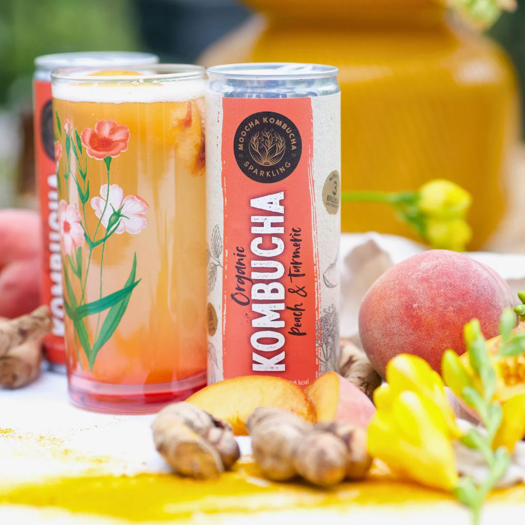 Peach & Turmeric Flavour Organic Kombucha - Image 3
